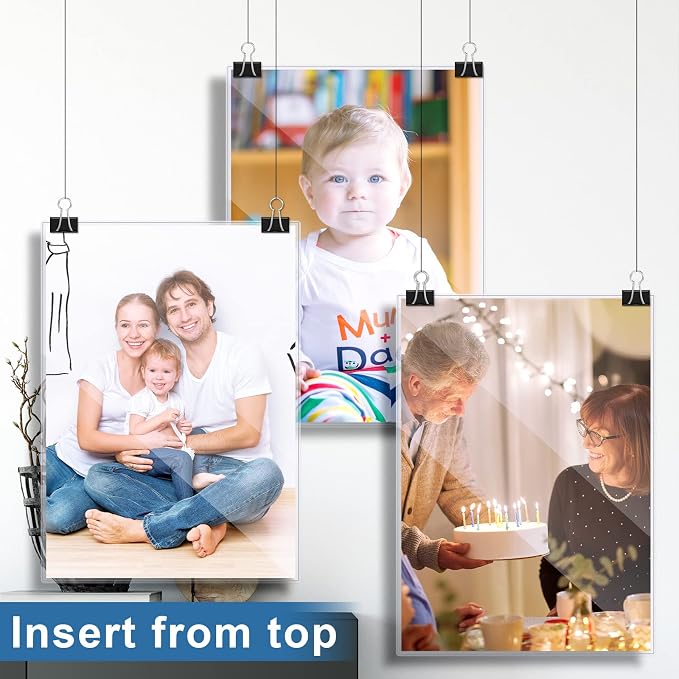 100 Pcs 11" x 17" Rigid Print Protectors, Heavy Duty Hard Plastic Sheet Page Protectors Crystal Menu Holder Clear Poster Sleeve Top Loading Frame for Magazine Photo Paper Poster Prints - Image 5
