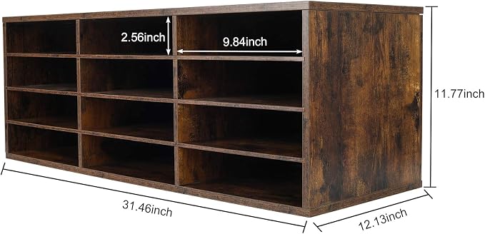 Mail Sorter, Wooden Countertop Literature Organizer, Student & Desktop Bill Paper Organizer, 12 Compartments, Antique Brown - Image 3