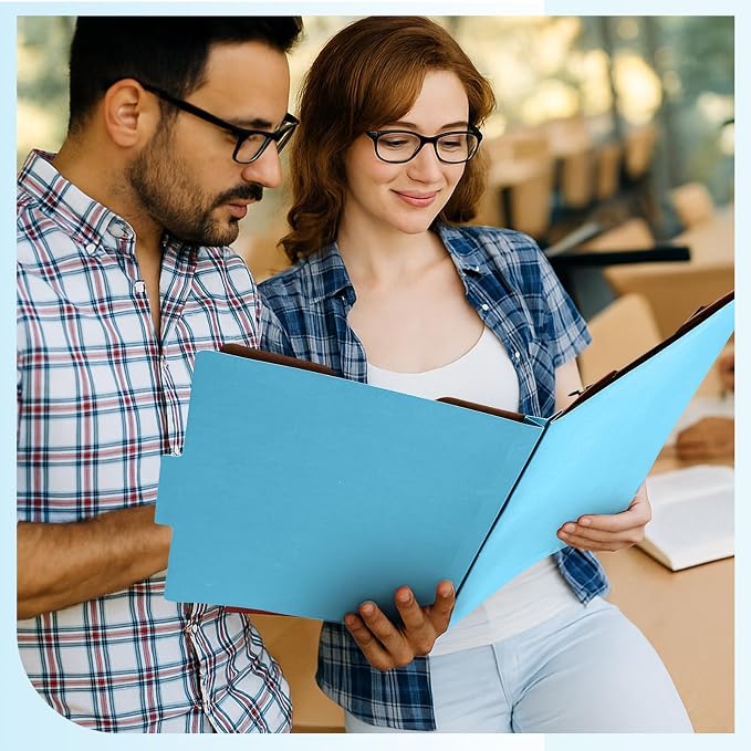 AmazingSpark 12 Pcs Legal Size Classification Folders Bulk 2 Dividers Pressboard File Folder with Expansion 2 Prongs Fastener Heavy Duty Office File Organizer for School Hospitals Home (Light Blue) - Image 7