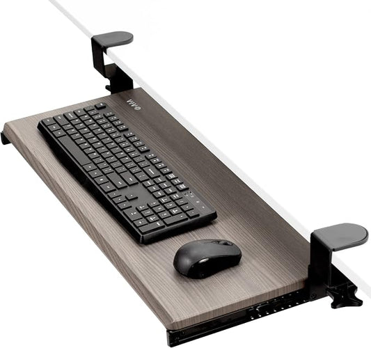 VIVO Large Clamp-on Computer Keyboard and Mouse Under Desk Slider Tray, 27 x 11 inch Pull Out Platform Drawer, Gray, MOUNT-KB05GY | Keyboard Tray for Typing, Slide Out Platform, Extra Sturdy C-Clamp Mount System, Computer Drawer, Black Frame by Unknown