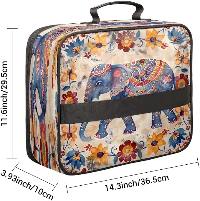 File Organizer Elephant Ethnic Document Organizer with Handle Portable File Organizer Bag Home Travel Storage Bags for Files Laptop Certificates - Image 3
