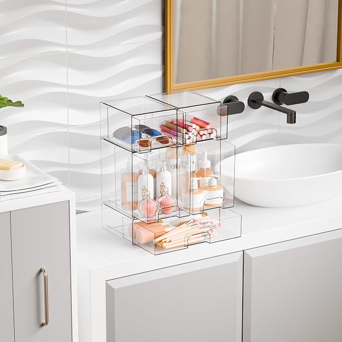 5 Set Clear Stackable Storage Drawers and Acrylic Drawer Organizer,BPA Free Baby Bottle Organizer for Countertop and Bottle Station Organizer for Breast Pump Parts,Pacifier and Baby Accessories - Image 8