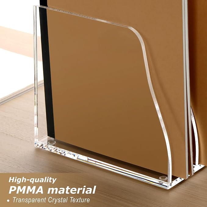SANRUI Acrylic Desk File Organizer, 8 Slot Clear Magazine File Holder | Desktop Vertical Workspace Sorters, Folder Rack for Office Accessories Organization Storage - Image 6
