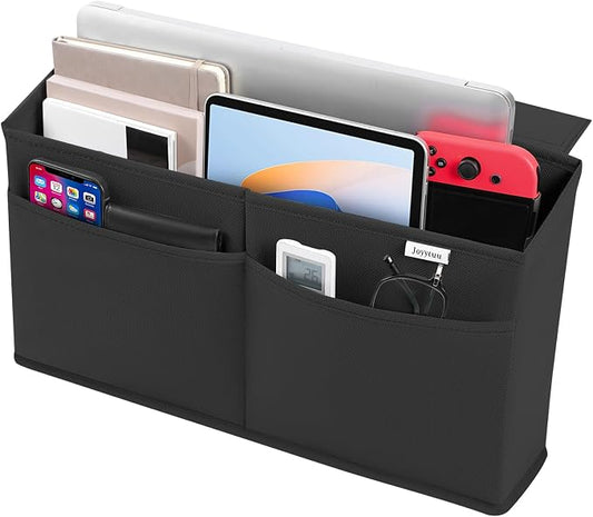 Desk Side Hanging Organizer, Adhesive Storage Bag with Pockets for Magazine Ipad Notebook, for End Tables Home Office Desks Computer Workstations Dressing Table, Black by Joyytuu