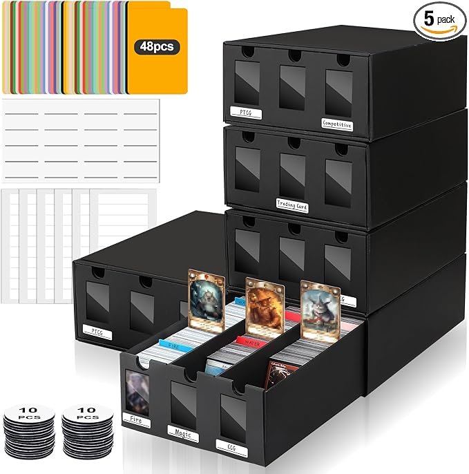 AOBOPLE Card Storage Box,15000+ Cardboard Trading Card Boxes with 48 Card Dividers,Labels and Tape,Bulk Card Storage for MTG TCG PTCG Commander Display by AOBOPLE