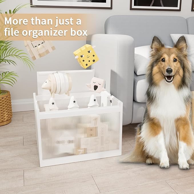 Bamboo Hanging File Organizer, Desktop File Box with Lids, 2 Pack, White | Removable Lid, Clear Acrylic Side Panels, 4 Hanging Folders Included, Helps Reduce Dust, Letter & Legal Size, Easy Assembly - Image 6