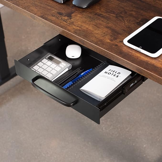 VIVO 13 inch Under Desk Mounted Sliding Pull-out Drawer for Office Desk, Pull Handle, Storage Organizer for Sit Stand Workstation, Black, DESK-DR1H-B | Sliding Steel Pull-out Drawer for Office Desk, Pull Handle, Storage Organizer for Sit Stand Workstat... - Image 4