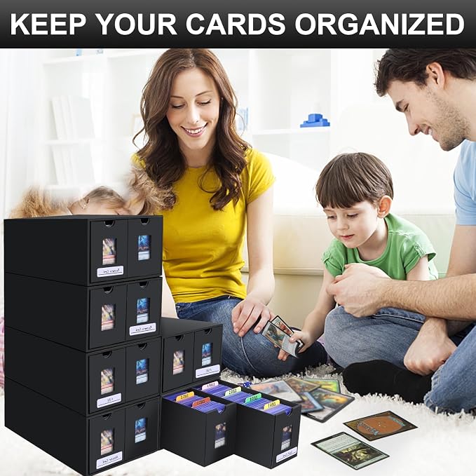 Card Storage Box, 11000+ Trading Card Storage 2000+ Toploader Card Storage Box for Commander Display,with 72 Dividers, Labels & Tapes,Fit for TCG, PTCG, MTG - Image 8