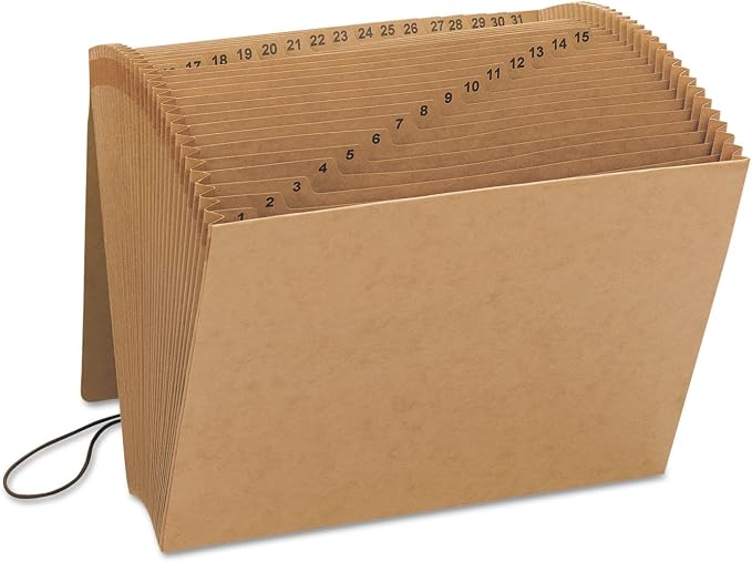 Smead Expanding File with Flap and Cord Closure, 31 Pockets, Daily (1-31), Letter Size, Kraft (70168) (Pack of 1) - Image 3