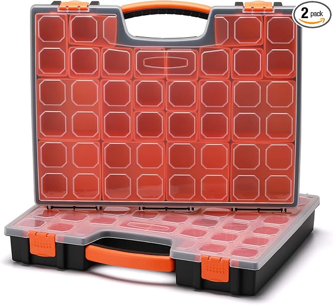 EMENTOL 2PCS Multi-Purpose Portable Organizer Box Set with 44-Removable Compartments, 2 Pieces Professional Boxes with Dimension 16.2"L*13"W*2.3"H by EMENTOL