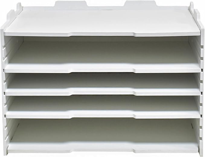 18 1/8" L × 13 3/16" W × 12 9/16" H Standard Horizontal Letter Tray, Multi-Tier Desktop File Organizer, Paper Document Mail Sorter for Home Office Classroom – White(4 Tier-Horizontal) by Unknown