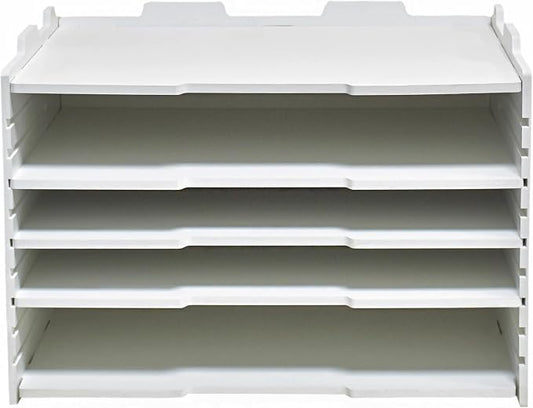 18 1/8" L × 13 3/16" W × 12 9/16" H Standard Horizontal Letter Tray, Multi-Tier Desktop File Organizer, Paper Document Mail Sorter for Home Office Classroom – White(4 Tier-Horizontal) by Unknown