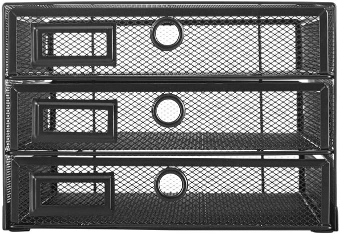 Annova Desk Organizer Wire Mesh 3 Tier Sliding Drawers Paper Sorter/Multifunctional/Premium Solid Construction for Letters, Documents, Mail, Files, Paper, Kids' Art Supplies (Black) - Image 7