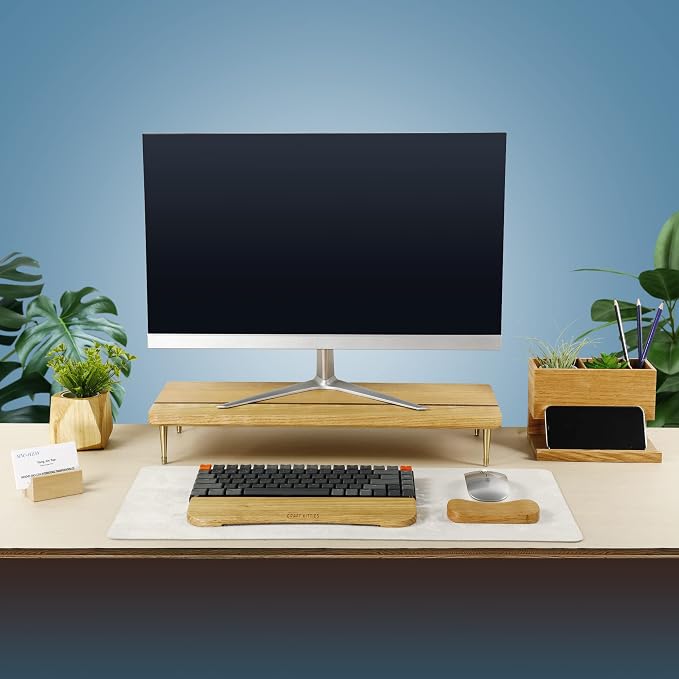 Monitor Stand Wood Riser for iMac Laptop Computer Monitor – A Sturdy Computer Stand to Elevate Your Screen and Reduce Eye Strain and Maintain Body Position(Oak Wood) - Image 4