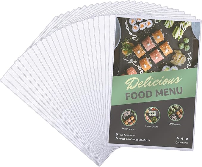 100 Pcs 11" x 17" Rigid Print Protectors, Heavy Duty Hard Plastic Sheet Page Protectors Crystal Menu Holder Clear Poster Sleeve Top Loading Frame for Magazine Photo Paper Poster Prints by Henoyso
