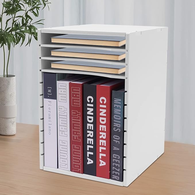 Paper File Organizer for Desk Classroom, Desktop Paper File Sorter 11 Compartment File Storage Organizer for Home Office School (White) - Image 3