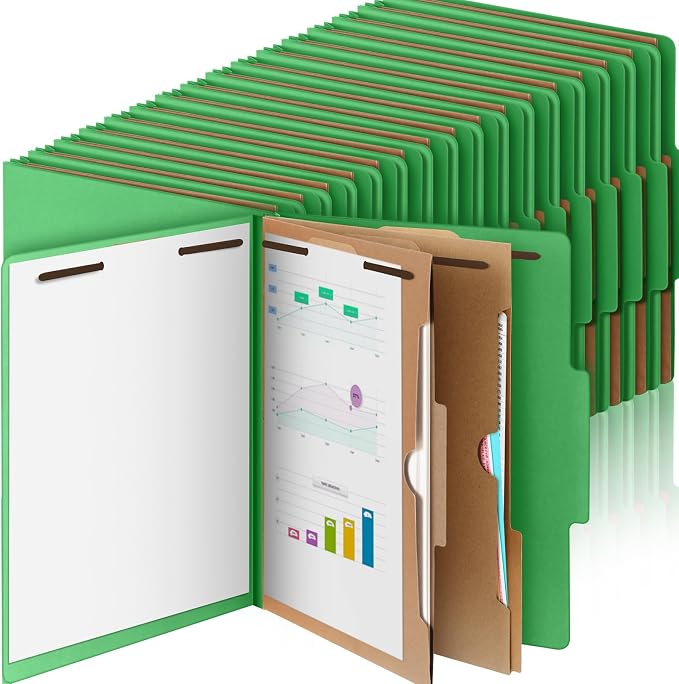 36 Pcs Skyygemm Classification Folder Letter Size, 2 Pocket File,Green | Back to School Supplies, File Organizer with Fastener, Expanding File Organizer Bulk for Office Employee, Staff, Teacher by Skyygemm
