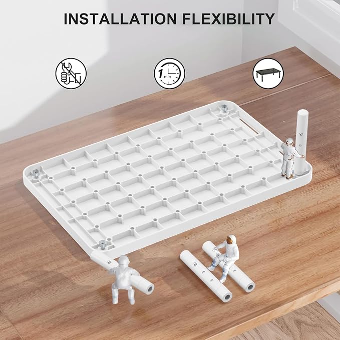 WALI Computer Monitor Stand for Desk, Adjustable Laptop Riser, up to 44 lbs | Desk Monitor Riser Underneath Storage, Fits Notebook, Laptops, Printers, for Home, Office, School (PTT001-W),1 Pack,White - Image 8