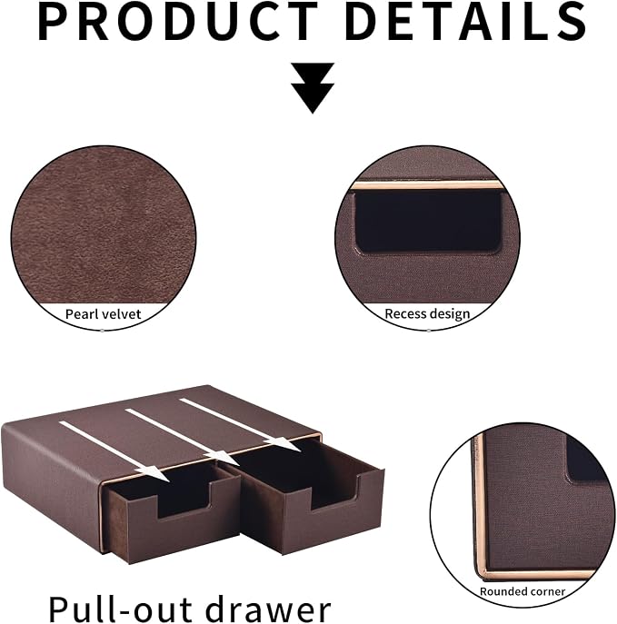 Stackable Desk Drawer Organizer,Dressing table organizer for Jewelry/Cosmetics,Coffee Maker Display holder and Storage Box for Home office,Brown - Image 4