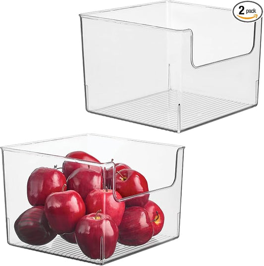 iDesign Open-Front Storage Bin, Clear, Set of 2 | For Kitchen, Pantry, Bathroom, Office, Made in USA by iDesign