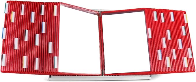 Tarifold Desktop Reference Display System, 60 Pockets, Red | 60 Double-Sided PVC Pockets, Holds 120 Letter-Size Sheets, Sturdy Metal Base, Quick-Find Indexing, Quick and Easy to Assemble by TARIFOLD