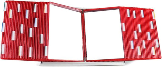 Tarifold Desktop Reference Display System, 60 Pockets, Red | 60 Double-Sided PVC Pockets, Holds 120 Letter-Size Sheets, Sturdy Metal Base, Quick-Find Indexing, Quick and Easy to Assemble by TARIFOLD