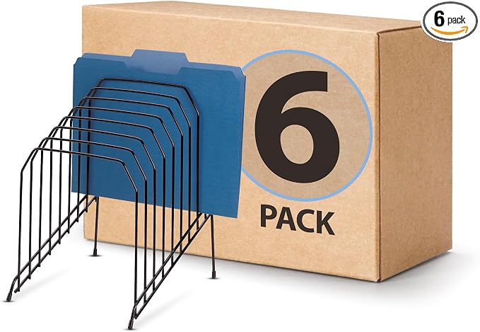 Officemate Large Incline 8 Compartment Wire Caddy, Black, 8.5 x 10.375 x 12.625 Inches (Pack of 6) by Officemate