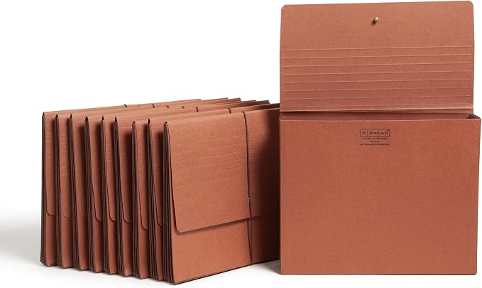 Smead Redrope Expanding File Wallet, Expanding File Organizer, Accordion Folder for Documents, Flap/Cord Closure, 3-1/2" Expansion, Tear-Resistant, Letter Size, 10 per Box (71105) by SMEAD