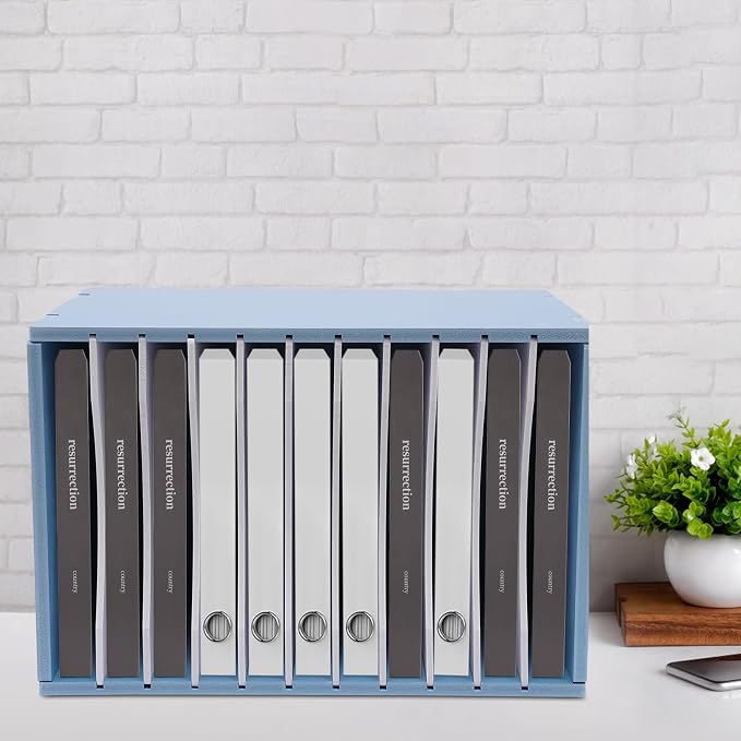 11-Tier Paper Organizer for Desk, Vertical Desktop Sorter Paper Sorter Organizer with Removable Shelf Document Storage Rack Document Holder for Home Office School Blue - Image 9