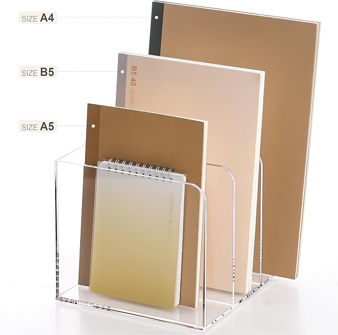 Magazine Holder, Clear Acrylic Magazine Rack, File Organizer for Office Desk, Book Organizer,-One-Piece-3 Vertical spaces,1 pack (B5)…… - Image 8