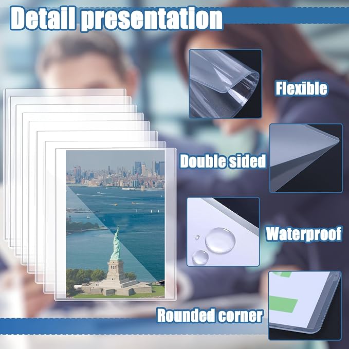 8 1/2" x 11" Rigid Print Protectors Clear Sheet Protectors Hard Plastic Paper Page Magazine Protectors for Collectors Rigid Top Loaders Document Holder Birth Certificate Protector (8) - Image 3