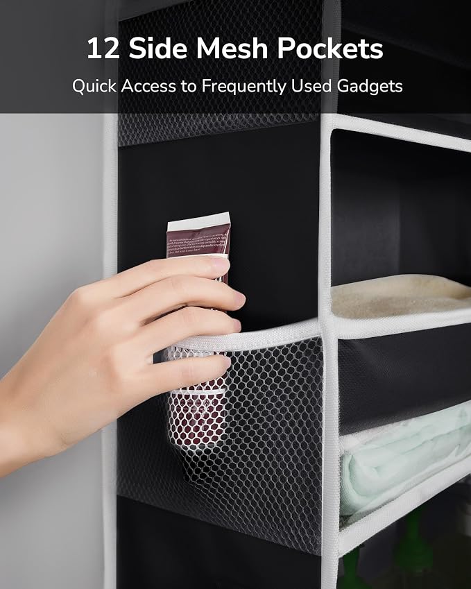 ULG 2Pack-Over The Door Organizer with 6 Large Pockets 12 Side Pockets Door Hanging Organizer Black Door Hanging - Image 4