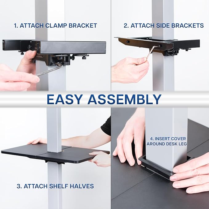 VIVO Adjustable Under Desk 16 x 12 inch Leg Shelf, Hidden Storage Tray for Small Accessories, Black, DESK-SF02LU - Image 7