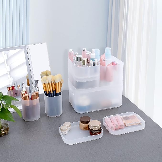 Makeup Organizer Case Set: Stackable Clear Vanity Storage - Multi-size Holder for Makeup, Jewelry, Toiletries - Image 6