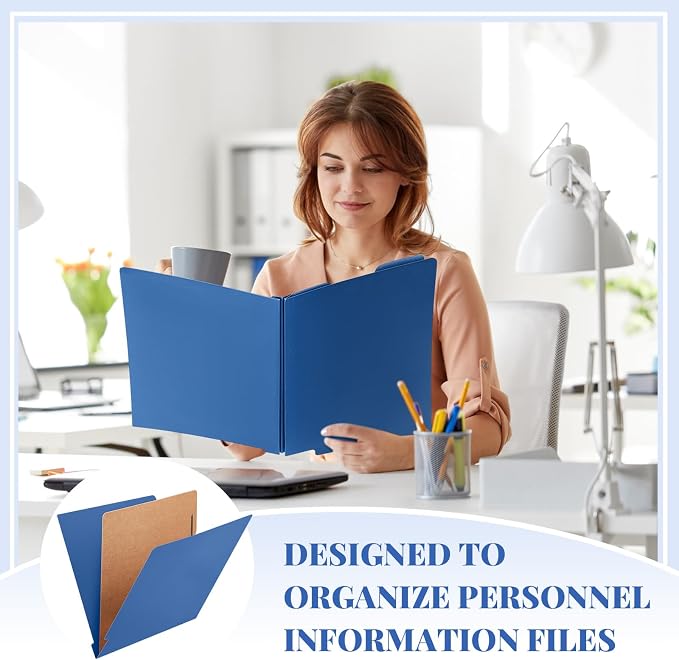 Skyygemm 24 Pack Classification Folders, Letter Size,1 Dividers,Dark Blue | Pressboard File Folders, 2 Prong Fasteners, 2" Expanding, Manila, End Tab, for Office School Legal Records Medical - Image 5