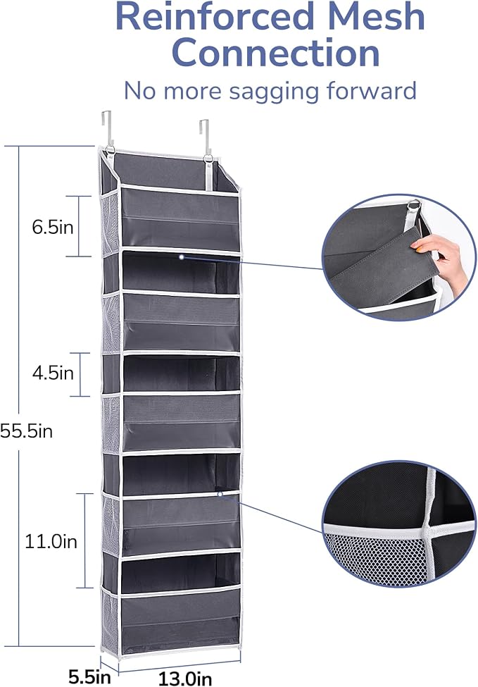 ULG 1 Pack Compact Size Over Door Organizer Slim Door Storage for Small-Sized Doors, 5 Shelves, Dark Gray - Image 8