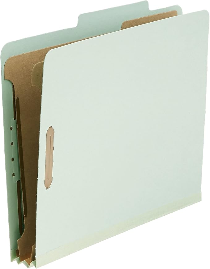 Amazon Basics Sturdy Pressboard Classification File Folders with Fasteners, Dividers, 2" Expansion for Documents Organization, 11.97 x 10.55 inch, Green, 20-Pack - Image 7