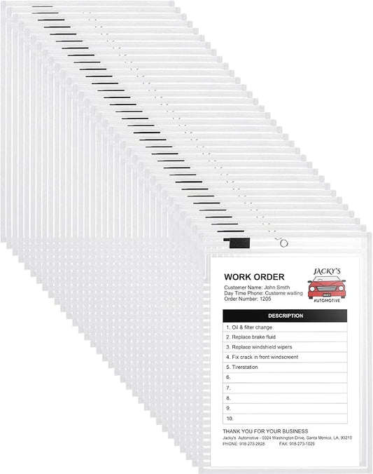 Nezyo Dry Erase Pockets Plastic Job Ticket Holders Shop Holder Order Pockets Clear Sleeves Tickets Folders Plastic Sleeves Paper Teacher Supplies for Classroom(14 x 10 in,White,50 Pcs) by Nezyo