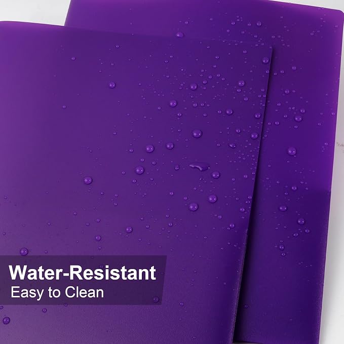 12-Pack Plastic Folders with Pockets,2-Pocket Poly Folders Holds 8-1/2" x 11" Paper for School/Office/Home, Purple - Image 4