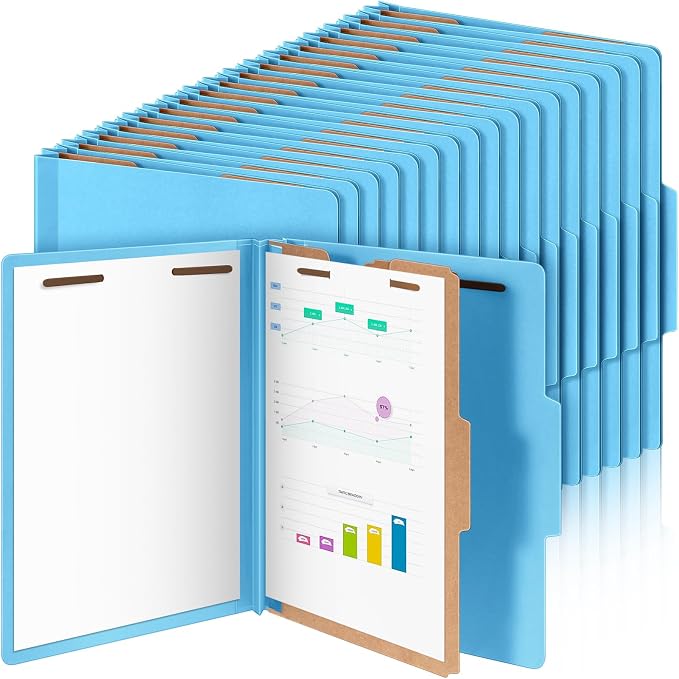 48 Pcs Skyygemm Classification Folder Letter Size, 1 Divider,Blue | Back to School Supplies, File Organizer with Fastener, Expanding File Organizer Bulk for Office Employee, Staff, Teacher by Skyygemm
