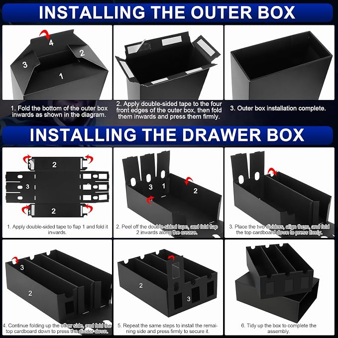 AOBOPLE Card Storage Box,24000+ Cardboard Trading Card Boxes with 72 Card Dividers,Labels and Tape,Bulk Card Storage for MTG TCG PTCG Commander Display - Image 7