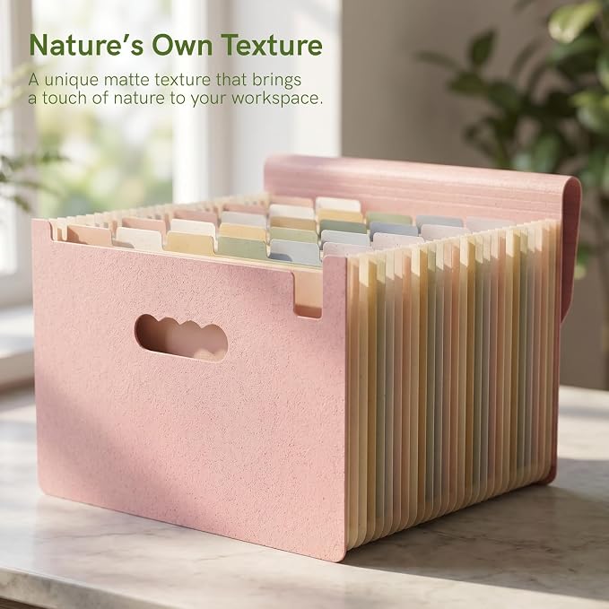 ABC life 26 Pockets Accordion File Organizer, Blush Pink | Expanding File Folder for Letter/A4 Size, Portable Document Holder with A-Z Tabs for Tax Receipt, School, Home, Office - Image 3