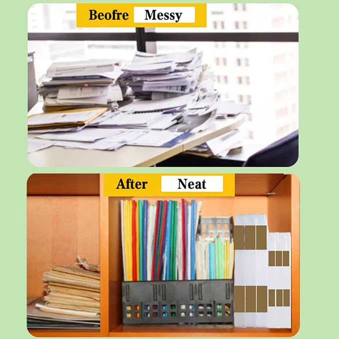 12 Pcs Clear A4 A5 File Box Document Plastic Storage Box with 48 Labels File Holder Organizer Paper Plastic Case Magazine Protector with Buckle Office School Supplies(Brown) - Image 6