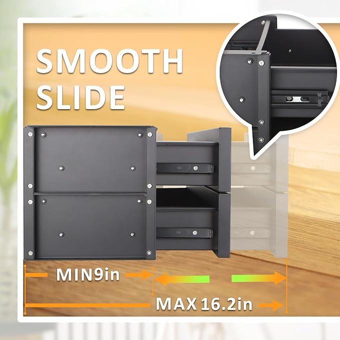 15 inch 2-tier Under Desk Drawer, Adjustable Pull-Out Storage Organizer | Carbon Steel Under Table Drawer with Silent Smooth Slide Rails for Office & Home, Adjustable Height, Each Hold 22 lbs - Image 5