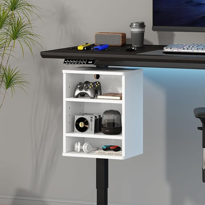IBUYKE Under Desk Storage Cabinet Clamp on Desk Legs Shelf UTMZ012W | Adjustable Shelf, for Standing Desks Shelf, for Office,Elevating Your Workspace - Image 6
