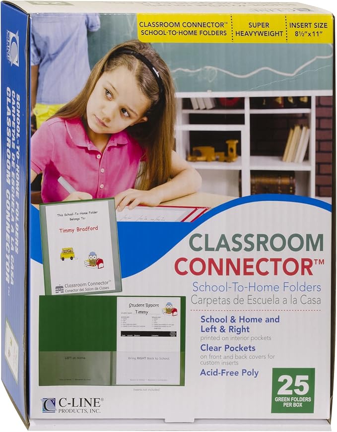 C-Line Classroom Connector School-to-Home Folders, Green, 25 per Box (32003) - Image 3