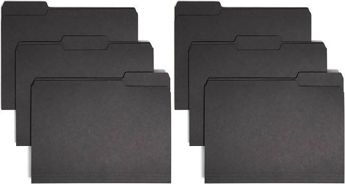 Smead Interior File Folder, 1/3-Cut Tab, Letter Size, Black, 100 per Box, Expandable File Folders for Filing Cabinet (Pack of 2) by SMEAD