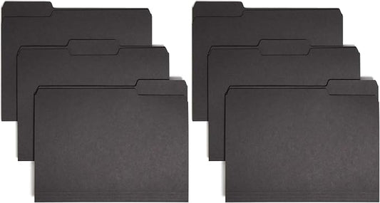 Smead Interior File Folder, 1/3-Cut Tab, Letter Size, Black, 100 per Box, Expandable File Folders for Filing Cabinet (Pack of 2) by SMEAD