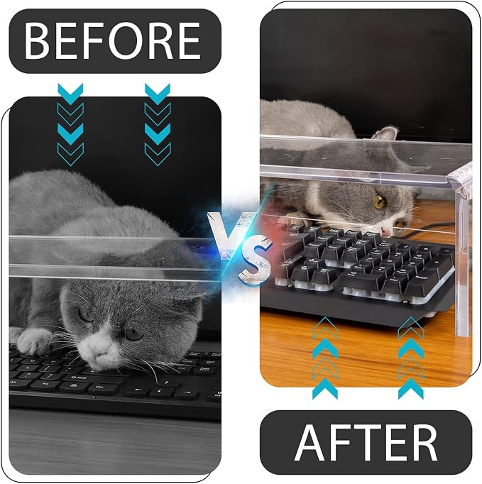 Anti-Cat keyboard cover, laptop keyboard covers cat proof, clear keyboard protector, PC Desk Stand for Keyboard Storage acrylic Monitor Stand Riser and Laptop Stand Riser (20"/7.1"/4.8") - Image 7