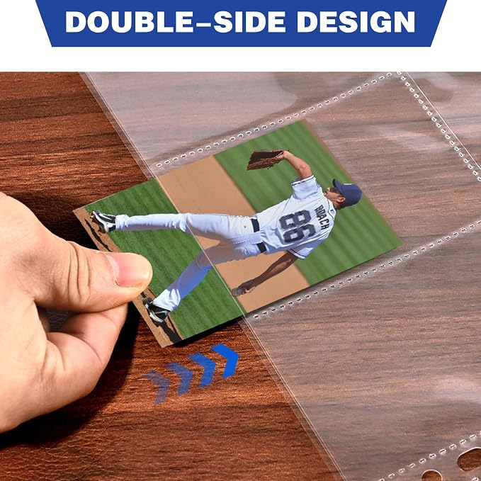 200 Pack 9 Pocket Double Side Card Sleeves Binder Sheets, Holds 3600 Cards, Trading Card Binder Sleeves for 3 Ring Binder, Card Sleeve Pages for Baseball, Football, Business, TCG, Kpop Cards - Image 2